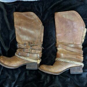 Freebird by Steven FB-Drove Tall Riding Boot Sz 7 Brown Leather Western Boho